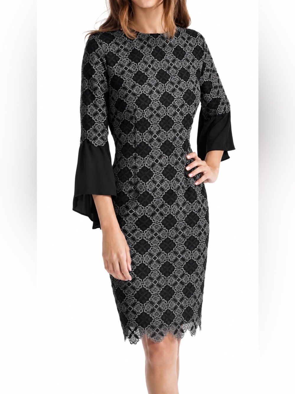 Curete bell sleeve black dress, size 4